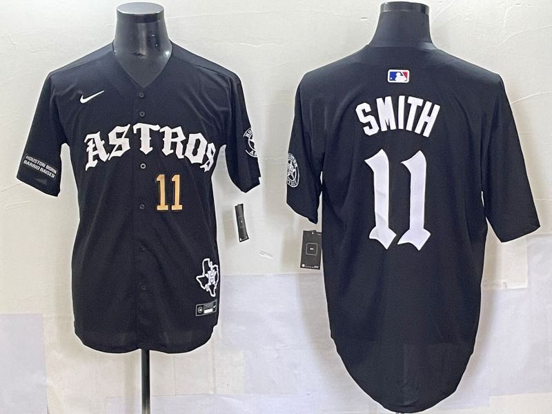 Men 2025 Houston Astros #11 Smith Black Seven generations Joint Name Nike MLB Jersey style 7047